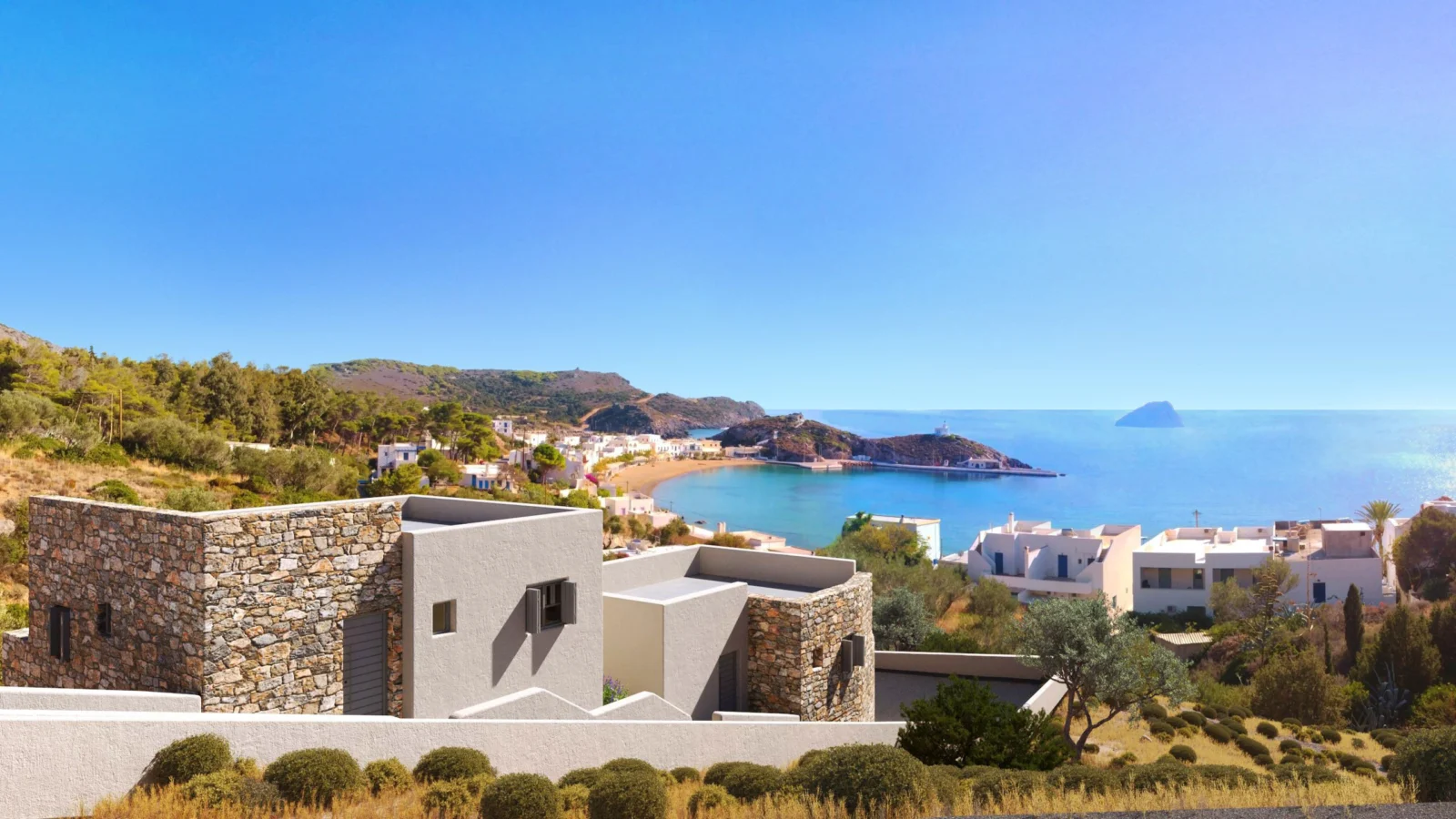 Hillside villa with terraces above Kapsali, Kythira, by GEOTOPO