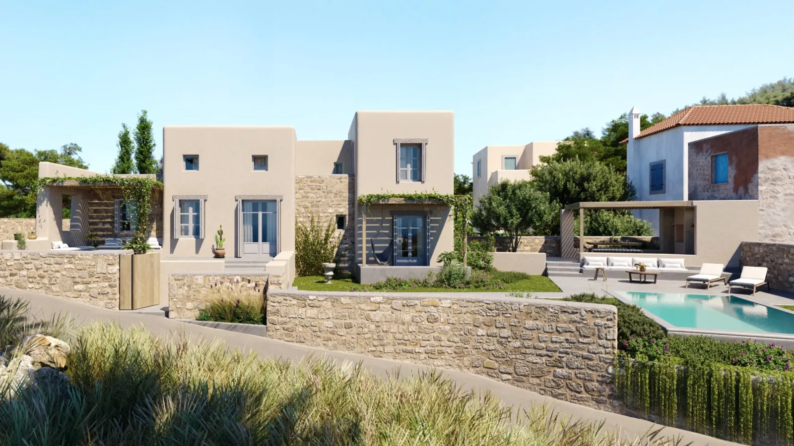 Group of houses at Mylopotamos, Kythira, by GEOTOPO