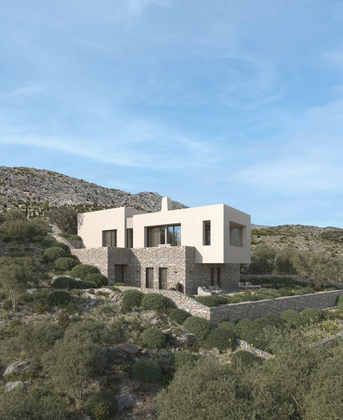 Stone summer residence with sea view in Kapsali, Kythira, by GEOTOPO
